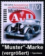 B.R.D. 1999 (Apr.) 110 Pf. "100 Jahre Automobilclub V. Deutschland" Mit Amtl. Handstempel  "M U S T E R"  = Maybach DSH  - Cars