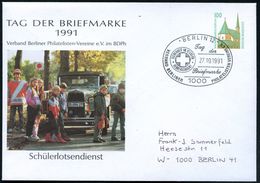 1000 BERLIN 12/ Tag Der/ Briefmarke/ SICHERHEIT IM VERKEHR/ VERKEHRSWACHT... 1991 (27.10.) SSt (Kreuz-Symbol) Auf Passen - Incidenti E Sicurezza Stradale