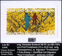 B.R.D. 1983 80 Pf. "Kind Und Straßenverkehr" (Unfallverhütung) Orig. Künstler-Entwurf Von Prof. Froitzheim = Kinder U. I - Ongevallen & Veiligheid Op De Weg