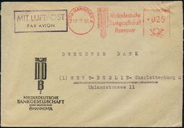 (20) HANNOVER 2/ NDB/ Niederdeutsche/ Bankgesellschaft 1951 (17.7.) AFS 025 Pf. (Wertrahmen Kriegsbedingt Etw. Abgenutzt - Non Classificati