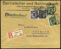 LEIPZIG/ *13b 1924 (5.2.) 1K-Steg Auf 2x 5 Pf. U. 2x 20 Pf. Korbdeckel, Je Firmenlochung: "D N" = D Armstädter U. Nation - Zonder Classificatie