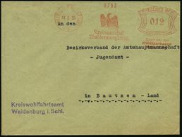 WALDENBURG (SCHLESIEN)/ Kreisausschuß/ ..Spart Bei D./ Kreissparkasse/ Waldenburg 1935 (18.3.) Kommunaler AFS (preuß.Adl - Zonder Classificatie