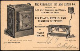 U.S.A. 1897 (2.7.) Reklame-PP 1 C. Washington, Schw.: "The Cincinnati Tin And Japan Co." ,Abb: Tragbarer Safe / Histor.  - Ohne Zuordnung