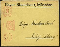 MÜNCHEN/ 1/ BAYERISCHE STAATSBANK 1927 (25.11.) AFS 025 Pf. (Löwen M.Staatswappen) Auf Ausl.-Dienstbrief , Rs. AS: ZUG   - Non Classés