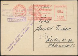 (1) BERLIN-WILMERSDORF 1/ WOHNUNGSBAU-/ Prämien/ ..ÖFFENTL.BAUSPARKASSE BERLIN.. 1954 (8.3.) AFS 004 Pf. = 100,- DM-Bank - Ohne Zuordnung