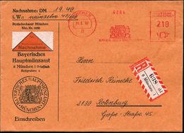 8 MÜNCHEN 1/ BAYER.HAUPTMÜNZAMT 1967 (31.5.) AFS 210 Pf. (Wappen) Auf Dienstbrief: Bayer. Hauptmünzamt (Wappen) Rs. Tesa - Ohne Zuordnung