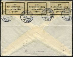 MÜNCHEN/ *2 BA D 1934 (5.12.) 1K-Steg Rs. Auf Devisen-Zensurzettel (mehrfach) Hindenbg. 15 Pf. U. 25 Pf. (BdMaSt.: MÜNCH - Ohne Zuordnung