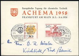 (16) FRANKFURT (MAIN)/ ACHEMA/ EUROP.TREFFEN/ FÜR CHEM.TECHNIK 1958 (3.6.) SSt Ohne UB (= Achema-Logo) = Ausstellung Che - Chemistry