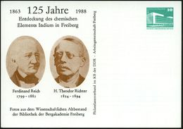 Freiberg 1986 (Okt.) PP 10 Pf. PdR., Grün: Vor 100 Jahren Entdeckung Des Chem. Elements Indium.. Mit Portraits Ferd. Rei - Chemie