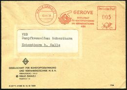 HALLE (SAALE) C 1/ GEROVE/ GESELLSCHAFT/ FÜR ROHSTOFFGEWINNUNG/ U.VERFAHRENSTECHNIK/ M.B.H. 1954 (13.11.) AFS = Glaskolb - Scheikunde