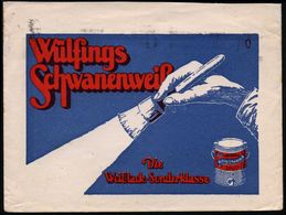 Leipzig C 2 1940 (Nov) Zweifarbiger Reklame-Bf: Wülfings Schwanenweiß..Der Weißlack.. (Hand M.Pinsel, Farbtopf) Dekorati - Scheikunde