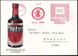 NIEDERPOYRITZ/ HELFENBERG/ Chemische Fabrik.. 1934 (11.12.) Seltener AFS = Kopf Des Merkur Mit Merkurstab Klar Auf Zweif - Chimie