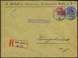 HALLE (SAALE) 2/ S 1907 (4.1.) 1K-Gitter Auf Germania 10 Pf. U. 20 Pf. + Gez. RZ: Halle (Saale) 2 , Firmenbrief: A. Rieb - Scheikunde