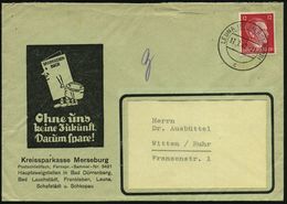 LEUNA (KR MERSEBURG)/ C 1942 (17.7.) 2K Auf Reklame-Bf.: Kreissparkasse Merseburg "Ohne Uns Keine Zukunft..!" (Sparbuch, - Scheikunde