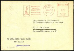 422 LEUNA 3/ LEUNA/ HOCHWERTIGE/ CHEMISCHE/ GRUNDSTOFFE/ VEB LEUNA WERKE/ "WALTER ULBRICHT" 1975 (13.10.) AFS Postalia ( - Scheikunde