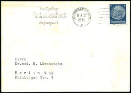 LEVERKUSEN-I.G.WERK/ E/ Rechtzeitig/ Postreisescheck/ Besorgen! 1937 (16.6.) Seltener MWSt + 6 Wellen Rechts = Hausposta - Chimica
