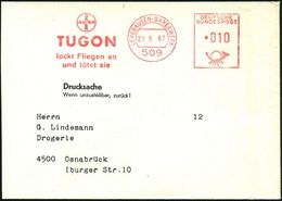 509 LEVERKUSEN-BAYERWERK/ BAYER/ TUGON/ Lockt Fliegen An/ U.tötet Sie 1967/71 2 Verschiedene AFS (je Firmen-Logo) Je Auf - Scheikunde