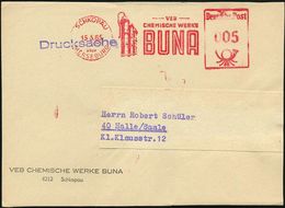 SCHOKAU/ über/ MERSEBURG/ VEB/ CHEMISCHE WERKE/ BUNA 1965 (15.5.) Roter AFS, PSt.I-Typ (Hydriertürme) Firmen-Vorderseite - Scheikunde