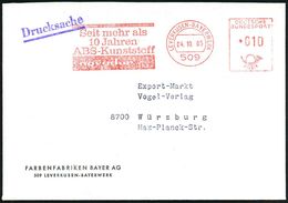 509 LEVERKUSEN-BAYERWERK/ Seit Mehr Als/ 10 Jahren/ ABS-Kunststoff/ Novodur 1965 (4.10.) Jubil.-AFS = Hauspostamt Bayer- - Chimie