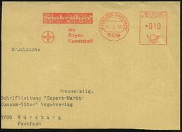 509 LEVERKUSEN-BAYERWERK/ Makrolon/ BAYER/ Ein/ Bayer-/ Kunststoff 1965 (31.3.) AFS = Hauspostamt , Klar Gest. Teil-Bf.  - Chemie