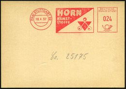 (14a) STUTTGART 22/ HORN/ KUNST-/ STOFFE 1957 (18.4.) AFS, Archivmuster "Francotyp" (Firmen-Logo) + Hs. Maschinen-Nr. Cc - Chimie