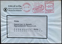 WIESBADEN-/ BIEBRICH/ Ozalid/ D.Lichtpauspapier/ Mit Trockenentwicklung/ Kalle & Co AG 1935 (27.11.) Seltener AFS (= 2 L - Chimica