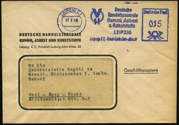 LEIPZIG C 1/ VH/ Deutsche/ Handelszentrale/ Gummi,Asbest/ U.Kunststoffe.. 1959 (17.3.) Blauer AFS = DDR-Dienstfarbe (Mon - Chemie