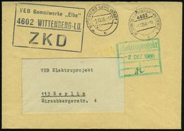 4602 WITTENBERG-LU/ ZKD/ VEB Gummiwerke "Elbe" 1966 (1.12.) Schw. ZKD-Ra.3 + 1K: 4602 WITTENBERG LUTHERSTADT-PIESTERITZ/ - Chimica