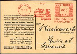 MÜNCHEN/ 13/ LIPPERT/ AUS DEM/ ENGADIN/ BRIEFE ZUM/ FROHMACHEN/ ARS SACRA 1934 (9.4.) Seltener AFS (Alpen-Landschaft M.T - Cristianismo