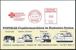 7000 Stuttgart 1 1984 (15.3.) AFS.: VORFÜHRSTEMPEL/POSTALIA/AGV/ALTPIETISTISCHER/GEMEINSCHAFTS./VERBAND E.V.. (Kreuz U.  - Christendom