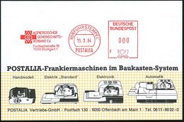 7000 Stuttgart 1 1984 (15.3.) AFS.: VORFÜHRSTEMPEL/POSTALIA/AGV/ALTPIETISTISCHER/GEMEINSCHAFTS./VERBAND E.V.. (Kreuz U.  - Christentum