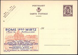 BELGIEN 1950 90 C. Reklame-P. Löwe, Braunlila: ROME 1950 WIRTZ ..Naar De Vatikaan-stad = Petersdom (u. Petersplatz) = Re - Papi