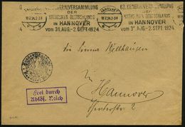 HANNOVER/ S1u/ 63.GENERALVERSAMMLUNG/ DER/ KATHOLIKEN DEUTSCHLANDS.. 1924 (Juli) BdMWSt + 2K-HdN: Landesfinanzamt + Ra.2 - Cristianesimo