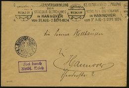 HANNOVER/ S1u/ 63.GENERALVERSAMMLUNG/ DER/ KATHOLIKEN DEUTSCHLANDS.. 1924 (Juli) BdMWSt + 2K-HdN: Landesfinanzamt + Ra.2 - Cristianismo