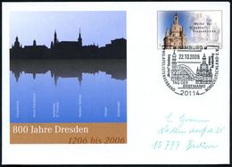 20114 HAMBURG/ "Michel" Hamburg/ Frauenkirche/ Dresden.. 2006 (22.10.) SSt = "Michel"- U. Frauen-Kirche Auf Sonder-U 55  - Kirchen U. Kathedralen