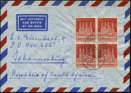 B.R.D. 1961 (11.9.) 20 Pf. "900 Jahre Kaiserdom Speyer", Reine MeF: 4er-Block , Sauber Gest. (Wiesbaden) Übersee-Flp.-Br - Chiese E Cattedrali