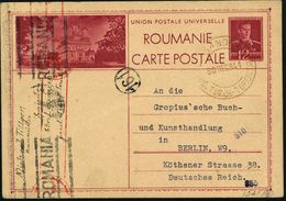 RUMÄNIEN 1941 (30.12.) 12 L. BiP Michael, Rot: Kloster Curta-de-Arges U. Orthodox.Kirche + Rumän.-deutsche Doppel-Zensur - Abbazie E Monasteri