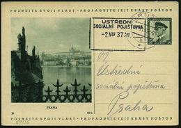 TSCHECHOSLOWAKEI 1937 (Apr.) 50 H. BiP Masaryk, Grün: Karlsbrücke Prag Mit Brücken-Heiligen (u. Prager Burg, Veits-Dom)  - Christendom