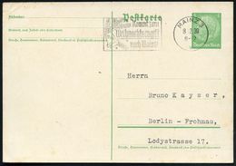 MAINZ 3/ V/ Kommt Zum/ Weihnachtsmarkt/ Nach Mainz! 1938 (8.12) MWSt (Tannenzweig, Glocke) Klar Gest. Inl.-Karte (Bo.20  - Navidad