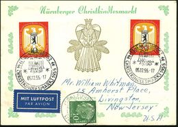 (13a) NÜRNBERG 2/ CHRISTKINDLESMARKT 1955 1955 (5.12.) SSt = Rauschgoldengel 2x Klar Auf Berlin Mi. 129/30 + Zusatzfrank - Noël