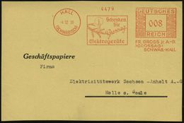 HALL/ (SCHWÄBISCH)/ Schenken/ Sie/ Grossag/ Elektrogeräte/ FT.GROSS Jr.A.-G. 1936 (4.12.) Seltener AFS = Zweig Mit Kerze - Natale