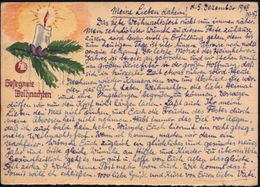 Wählitz 1948 (5.12.) Sowjet. Rotkreuz-/ Roter Halbmond Kgf-Vordruck-Karte., Rs. Handmalerei , Mehrfarbig, "Gesegnete Wei - Weihnachten