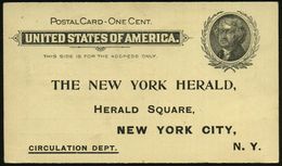 U.S.A. 1900 (Dez.) Reklame-PP 1 C. Jefferson, Schw.: Christmas Number/ NEW YORK HERALD.. (Frau Mit Weihnachtskranz) Unge - Weihnachten