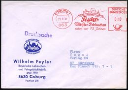 863 COBURG 1/ Feyler/ Meister-Lebkuchen/ ..seit 75 Jahren 1967 (23.9.) Jubil.-AFS = Veste Coburg , Rs. Motivgl. Jubil.-V - Christianity