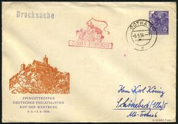 GOTHA 1/ X 1954 (5.6.) 2K-Steg + Roter, Amtl. HdN.: GOTHA - EISENACH Mit Der Postkutsche (Bo.24) Rs. AS: EISENACH 2, TRE - Christentum