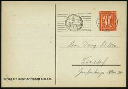 WITTENBERG/ *(Bz.HALLE)* 1922 (25.5.) MWSt = Schloßkirche Auf PP 40 Pf. Ziffer: Deutsch Evangel. Kirchenbund Gründungsfe - Christianisme