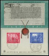 (10b) LEIPZIG C1/ GEDENKFEIER 450 JAHRE MESSE-PRIVILEG 1947 (3.9.) Seltener SSt = Kaiser Maximilian I. 2x Auf Kompl. Sat - Autres & Non Classés