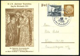 REGENSBURG/ RdPh/ Tag Der Briefmarke 1938 (9.1.) SSt Auf PP 3 Pf. Hindenburg, Braun: Tag Der Briefmarke, Der Kaiserl. Ge - Otros & Sin Clasificación