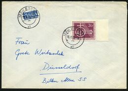 B.R.D. 1955 (10.8.) 20 Pf. "1000 Jahre Lechfeldschlacht", EF Randstück , Sauber Gest. (Essen 1) Bedarfs-FDC (Mi.216 ,EF  - Sonstige & Ohne Zuordnung