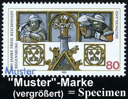 Regensburg 1995 (Apr.) 80 Pf. "750 Jahre Freie Reichsstadt" + Amtl. Handstempel  "M U S T E R" , Postfr. + Amtl. Ankündi - Andere & Zonder Classificatie